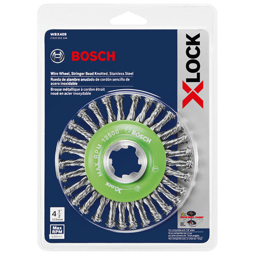 Bosch WBX409 4-1/2" Wire Wheel, Stringer Bead Knotted, Stainless Steel, X-Lock - 2