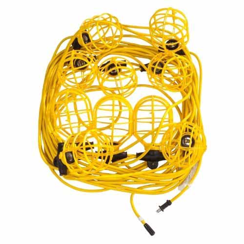 Southwire 94132 100' Plastic Cages String Light W/ 14/2 SJTW Cord - Assembled