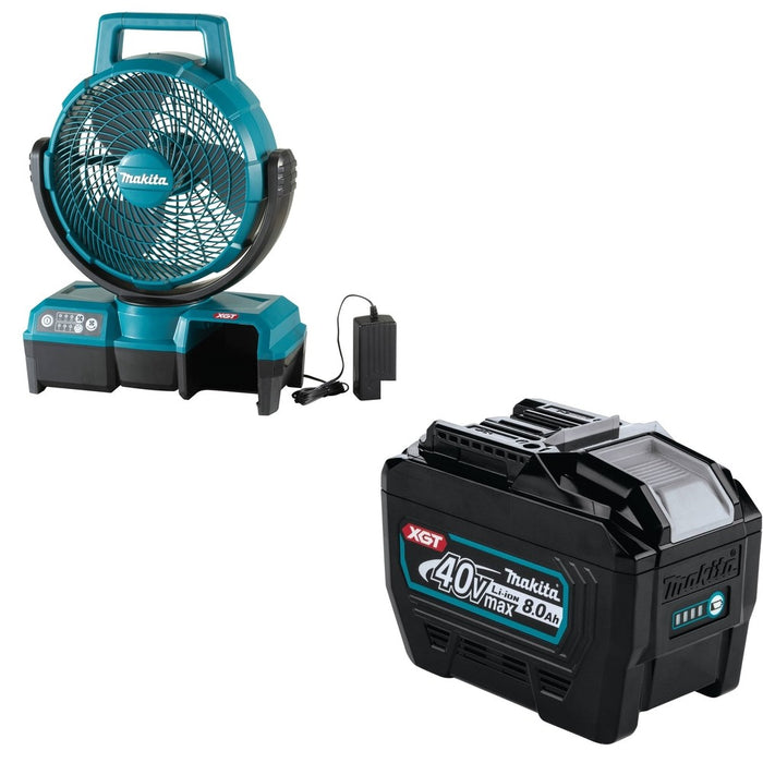 Makita CF001GZ 40V max XGT Cordless 9-1/4" Fan, Tool Only W/ BL4080F 40V max XGT 8.0Ah Battery