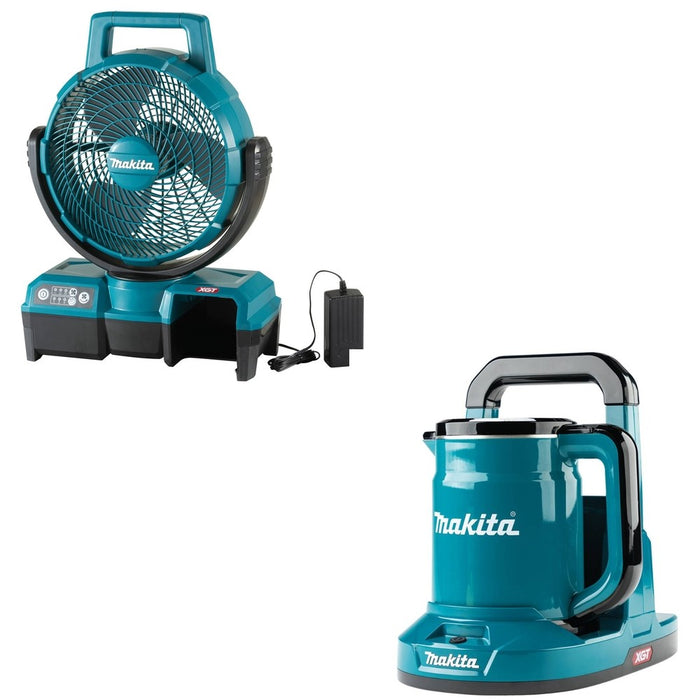 Makita CF001GZ 40V max XGT Cordless 9-1/4" Fan W/ GTK01Z 40V max XGT Hot Water Kettle