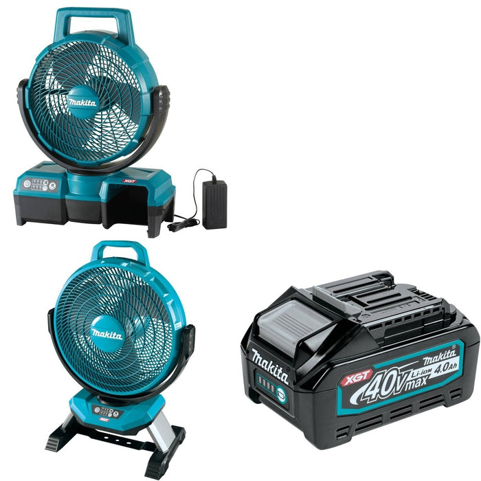 Makita CF002GZ 40V max XGT Cordless 13" Fan W/ CF001GZ 9-1/4" Fan and BL4040 4.0Ah Battery