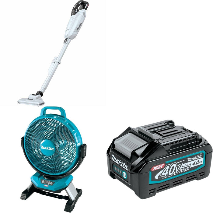 Makita CF002GZ 40V max XGT Cordless 13" Fan W/ GLC02Z 4-Speed Compact and BL4040 4.0Ah Battery