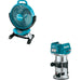 Makita CF002GZ 13" Fan W/ GTR01Z 40V max XGT Brushless Cordless Compact Router, Tool Only