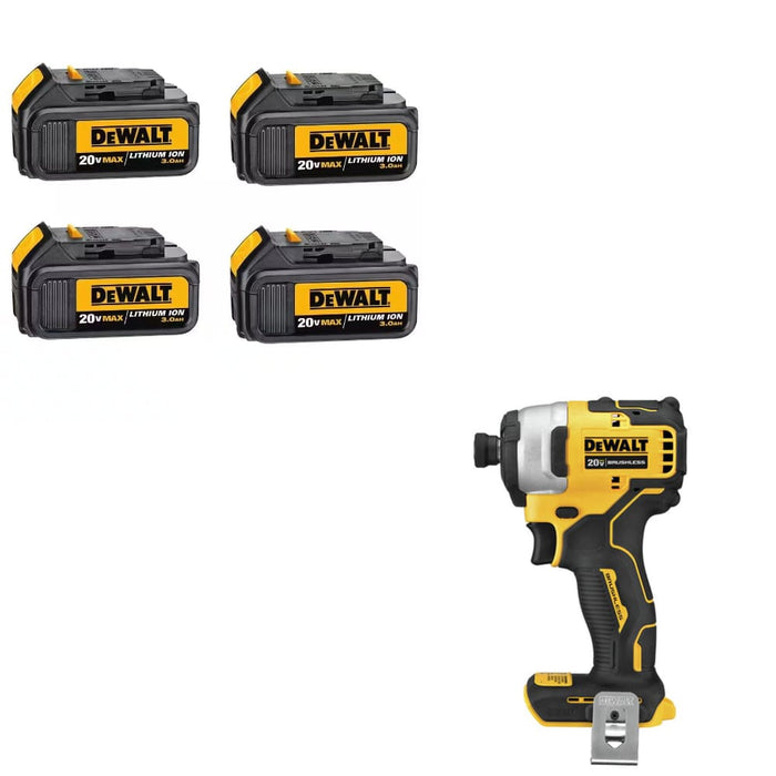 DeWalt DCB200-4 20V MAX Premium Battery, 4-Pack W/ DCF809B 20V Max Impact Driver
