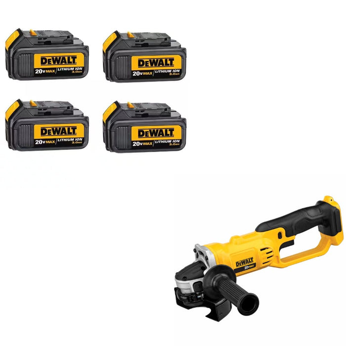 DeWalt DCB200-4 20V MAX Premium Battery, 4-Pack W/ DCG412B 20V Max Grinder Tool