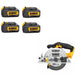 DeWalt DCB200-4 20V MAX Premium Battery, 4-Pack W/ DCS391B 20V MAX Circ Saw