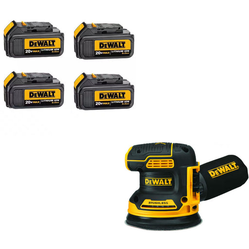 DeWalt DCB200-4 20V MAX Battery Pack 3.0 Ah (4-Pack) W/ DCW210B 20V MAX Sander