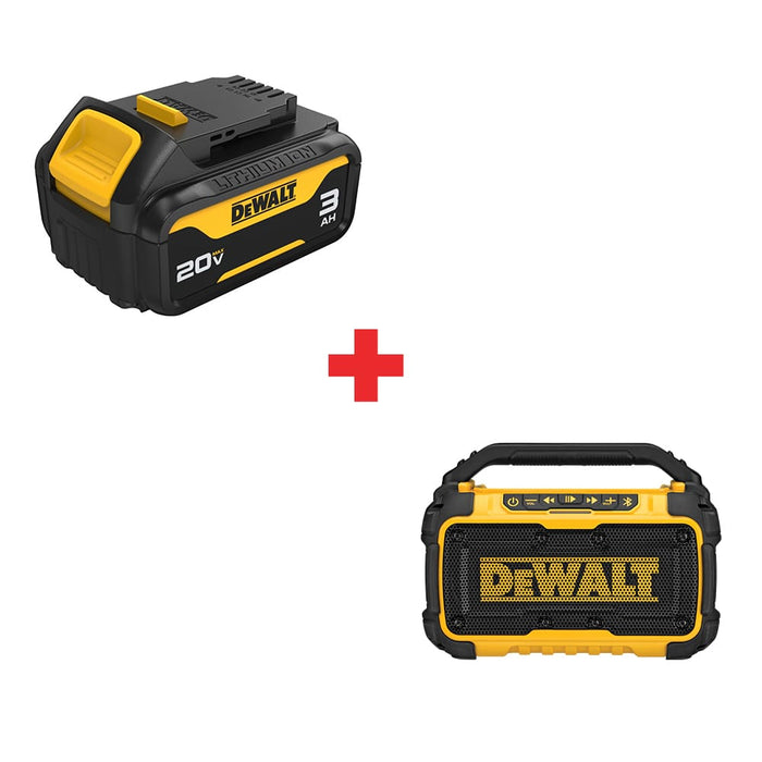 DeWalt DCB200 20V MAX Li-Ion Battery Pack (3.0 Ah) W/ DCR010 12V/20V Max Speaker