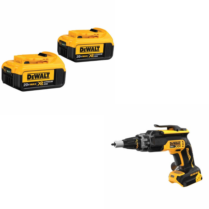 DeWalt DCB204-2 20V Battery, 2 Pack Kit W/ FREE DCF630B Drywall Screwgun