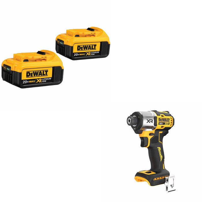 DeWalt DCB204-2 Battery Kit W/ FREE DCF845B 1/4" Impact Driver