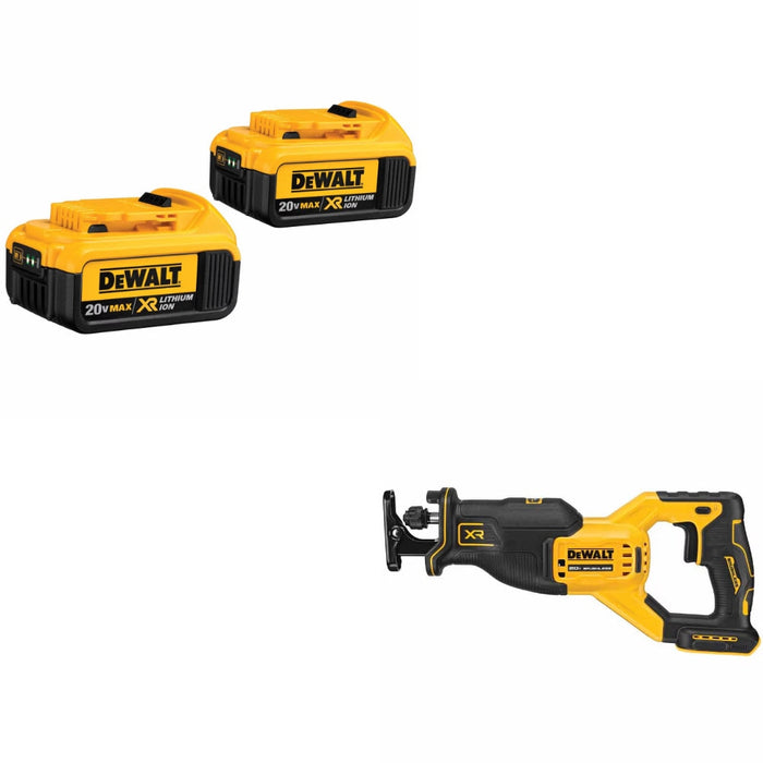 DeWalt DCB204-2 Battery, 2 Pack Kit W/ FREE DCS382B Recip Saw