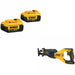 DeWalt DCB204-2 Battery, 2 Pack Kit W/ FREE DCS382B Recip Saw
