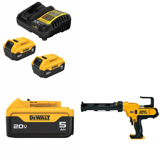 DeWalt DCB205-2C 20V 5Ah Battery Kit W/ FREE DCB205 5Ah Battery and FREE DCE560B Caulk Gun