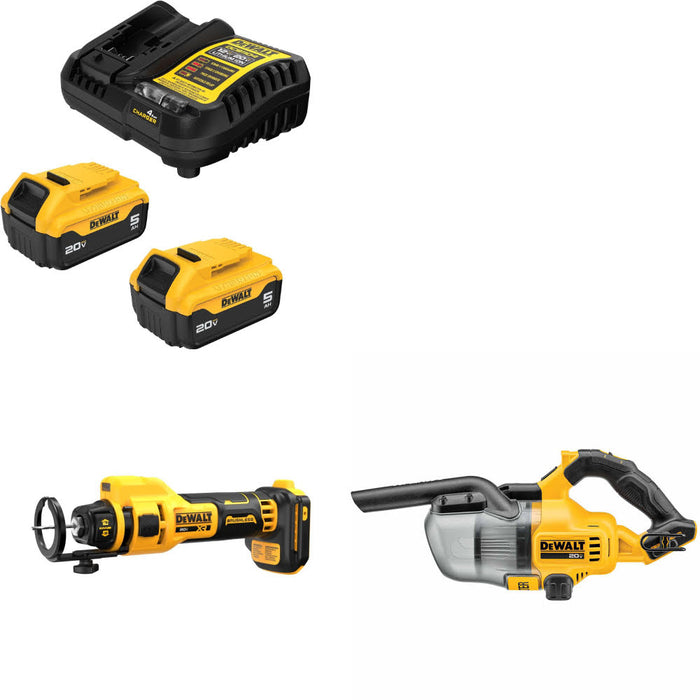 DeWalt DCB205-2C 20V Max Starter Kit W/ DCE555B 20V Cut-Out Tool & Vacuum, Bare