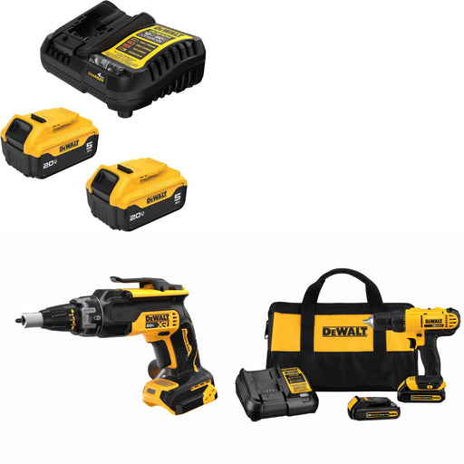 DeWalt DCB205-2C 20V Max Starter Kit W/ DCF630B 20V Screwgun & Drill/Driver Kit