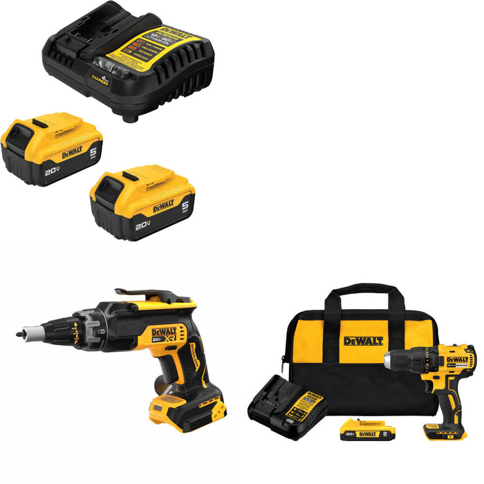 DeWalt DCB205-2C 20V Max Starter Kit W/ DCF630B 20V Screwgun & Drill/Driver Kit