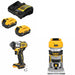 DeWalt DCB205-2C Battery Kit W/ FREE DCF845B Impact Driver and FREE DCW600B Router