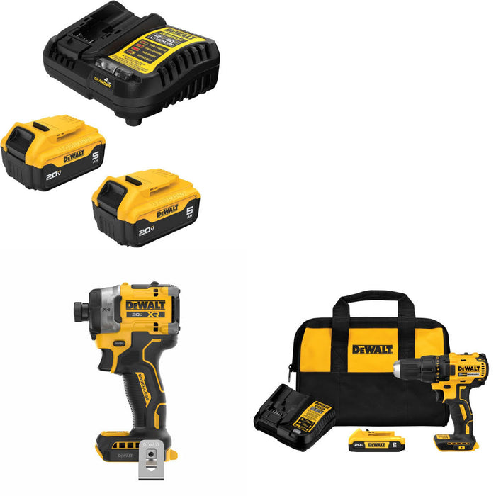 DeWalt DCB205-2C 20V MAX Starter Kit W/ DCF860B Impact Driver & Drill/Driver Kit