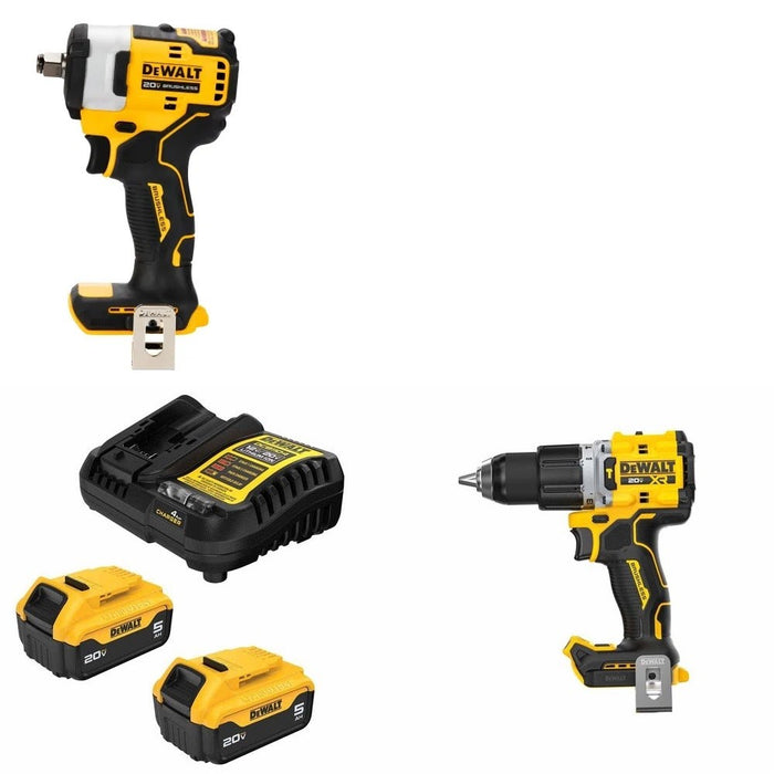 DeWalt DCB205-2C Battery Kit W/ FREE Impact Wrench and FREE Hammer Drill