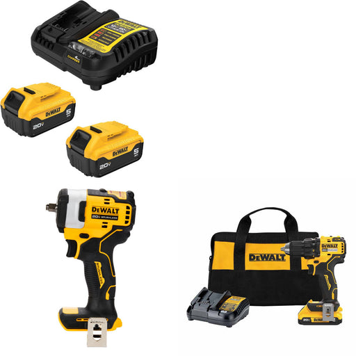 DeWalt DCB205-2C 20V Starter Kit W/ DCF913B 20V Impact Wrench & Drill/Driver Kit