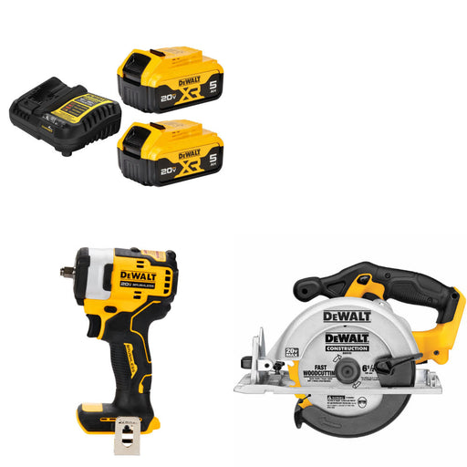 DeWalt DCB205-2C 20V Starter Kit W/ FREE DCF913B 20V Impact Wrench & Circ Saw