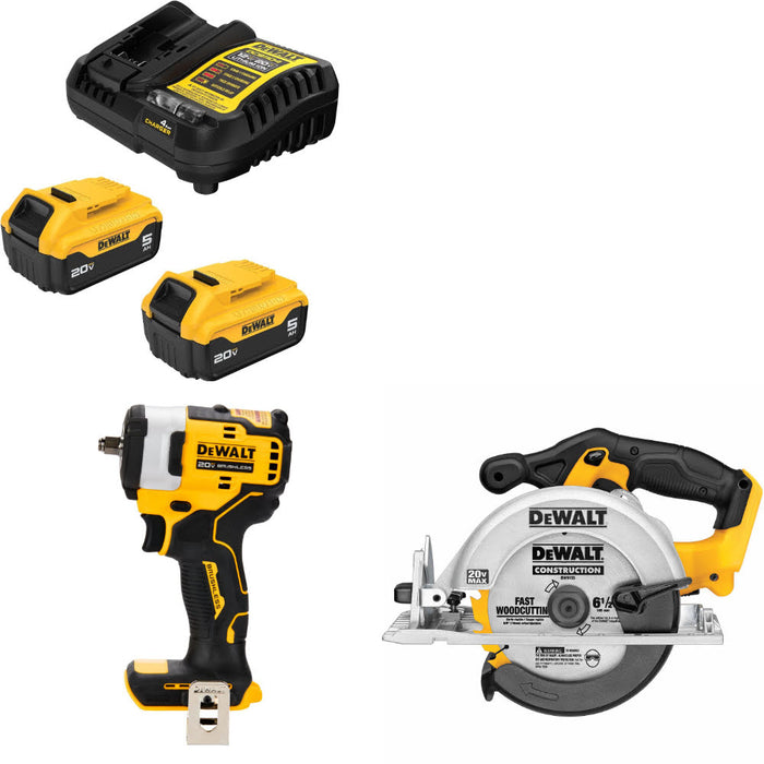 DeWalt DCB205-2C 20V Starter Kit W/ FREE DCF913B 20V Impact Wrench & Circ Saw