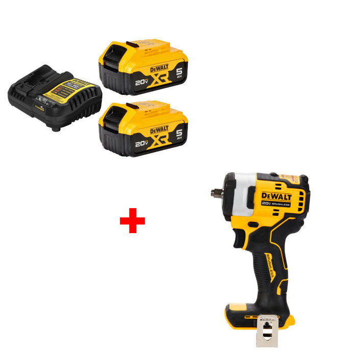 DeWalt DCB205-2C 20V MAX XR Starter Kit W/ FREE DCF913B 20V MAX Impact Wrench