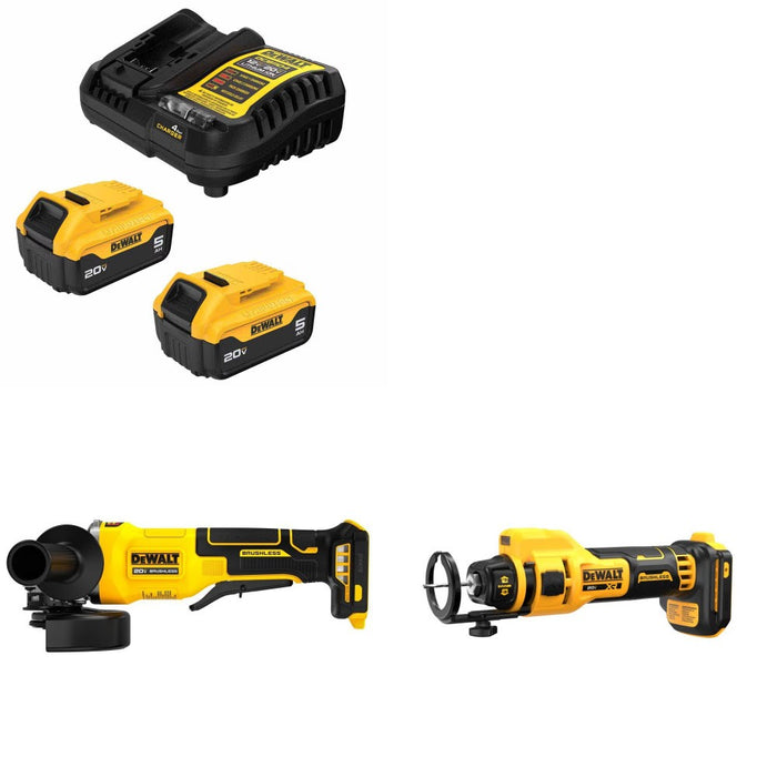 DeWalt DCB205-2C Battery Kit W/ FREE DCG408B Grinder and FREE DCE555B Cut-Out Tool