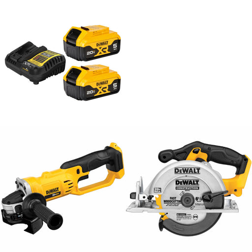 DeWalt DCB205-2C 20V Starter Kit W/ FREE DCG412B 20V Cut-Off Tool & Circ Saw