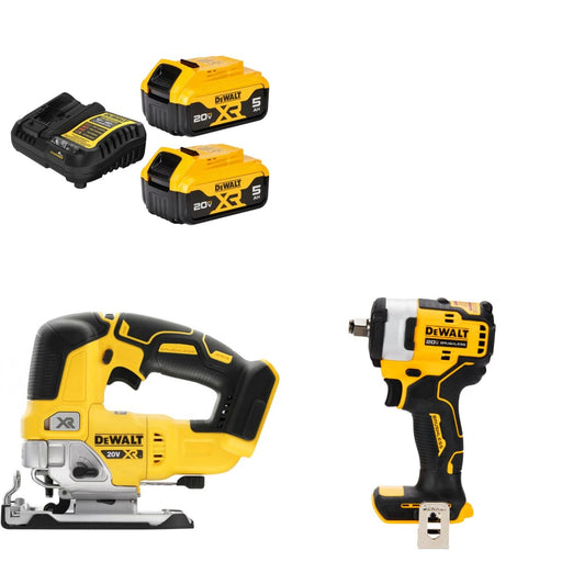 DeWalt DCB205-2C 20V MAX Starter Kit W/ FREE DCS334B 20V Jig Saw & Impact Wrench