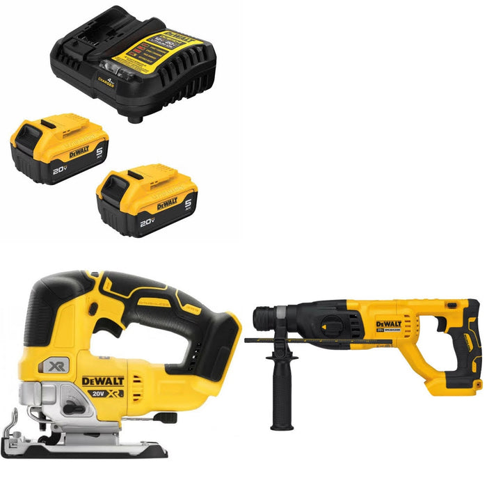 DeWalt DCB205-2C Battery Kit W/ FREE DCS334B Jig Saw and FREE DCH133B Hammer