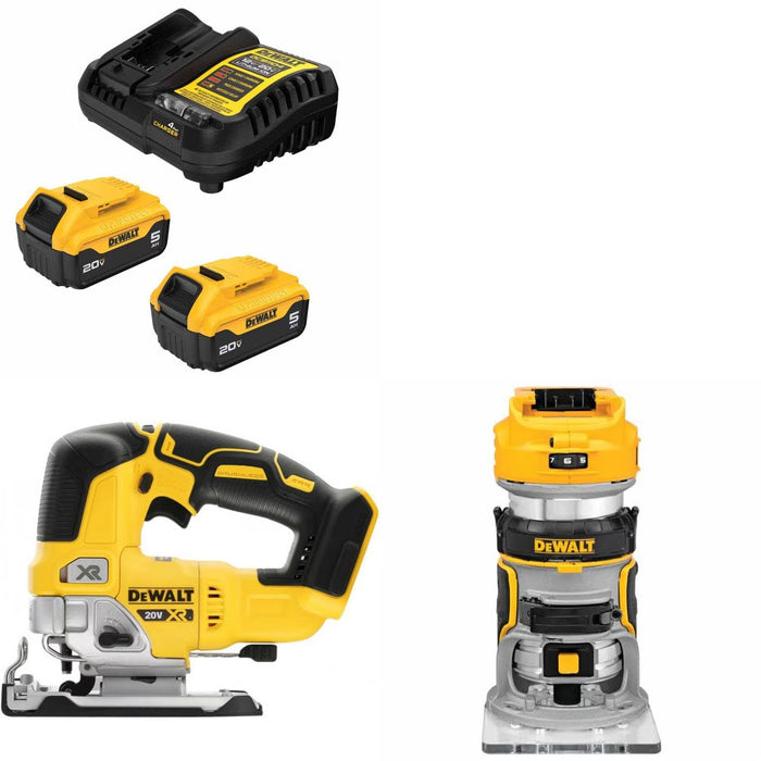 DeWalt DCB205-2C Battery Kit W/ FREE DCS334B Jig Saw and FREE DCW600B Router