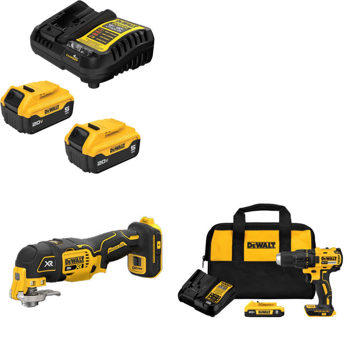 DeWalt DCB205-2C 20V Starter Kit W/ DCS356B 20V Multi-Tool & Drill/Driver Kit