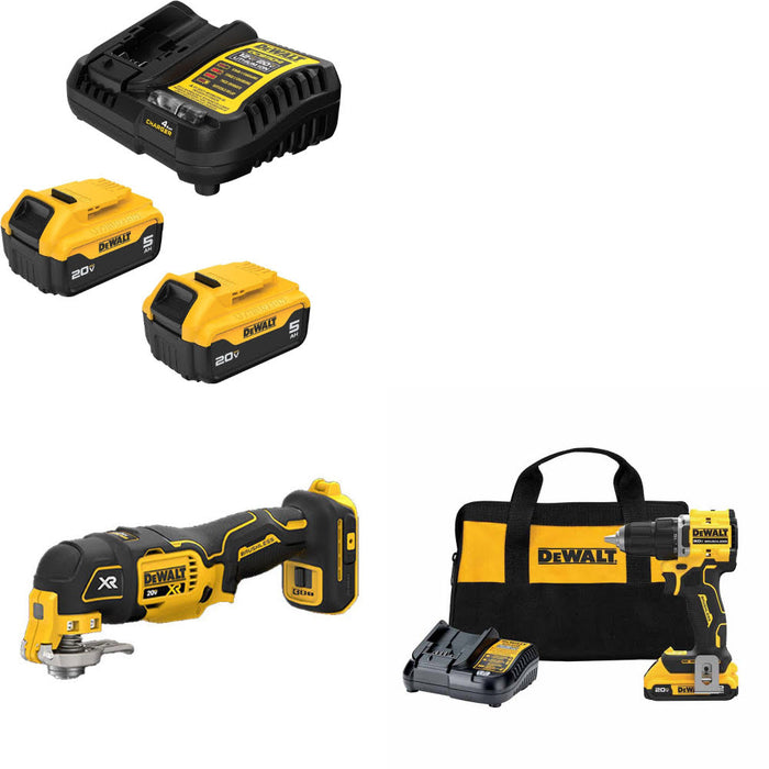 DeWalt DCB205-2C 20V Starter Kit W/ DCS356B 20V Multi-Tool & Drill/Driver Kit