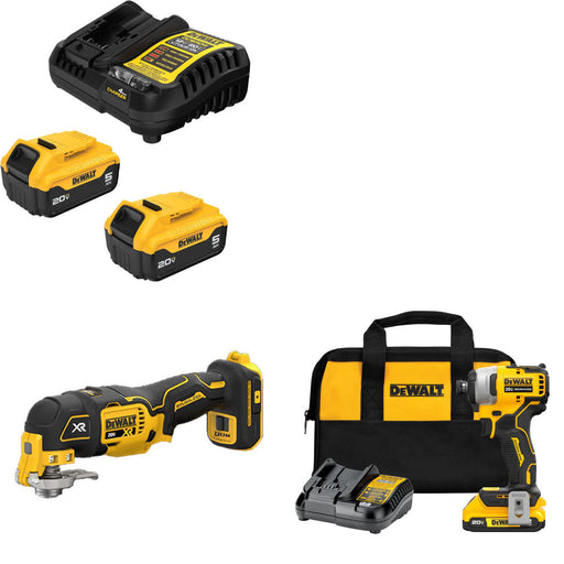 DeWalt DCB205-2C 20V Starter Kit W/ DCS356B 20V Multi-Tool & Impact Driver Kit