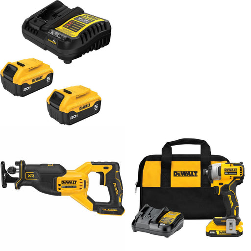 DeWalt DCB205-2C 20V MAX Starter Kit W/ DCS382B Recip Saw & Impact Driver Kit