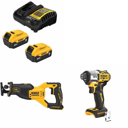 DeWalt DCB205-2C Battery Kit W/ FREE DCS382B Recip Saw and FREE DCF845B Impact