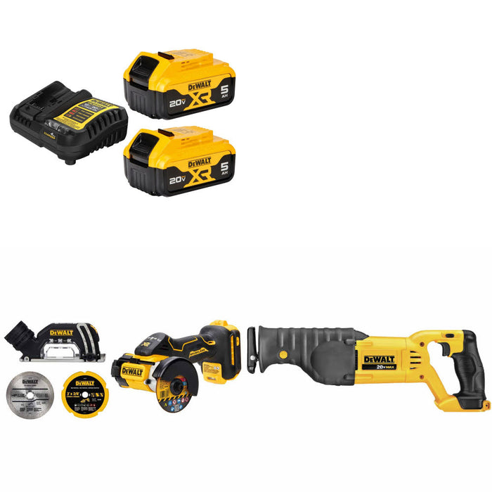 DeWalt DCB205-2C 20V Starter Kit W/ FREE DCS438B 20V Cut-Off Tool & Recip Saw