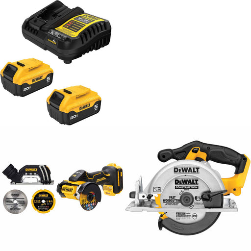 DeWalt DCB205-2C 20V Max Starter Kit W/ DCS438B 20V Cut-Off Tool & Circ Saw