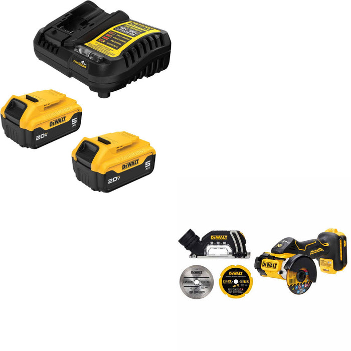 DeWalt DCB205-2C 20V MAX XR Starter Kit W/ FREE DCS438B 20V MAX XR Cut-Off Tool