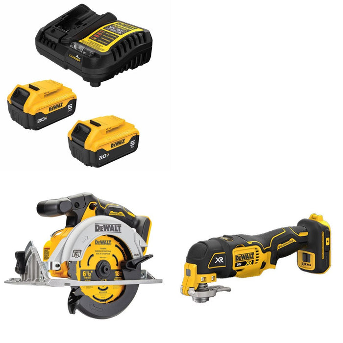 DeWalt DCB205-2C Battery Kit W/ FREE DCS565B Saw and FREE DCS356B Multi-Tool