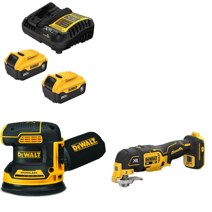 DeWalt DCB205-2C Battery Kit W/ FREE DCW210B Sander and FREE DCS356B Multi-Tool
