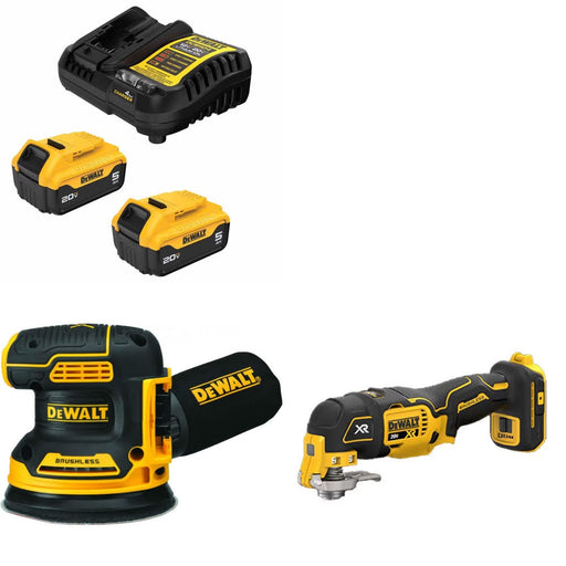 DeWalt DCB205-2C Battery Kit W/ FREE DCW210B Sander and FREE DCS356B Multi-Tool