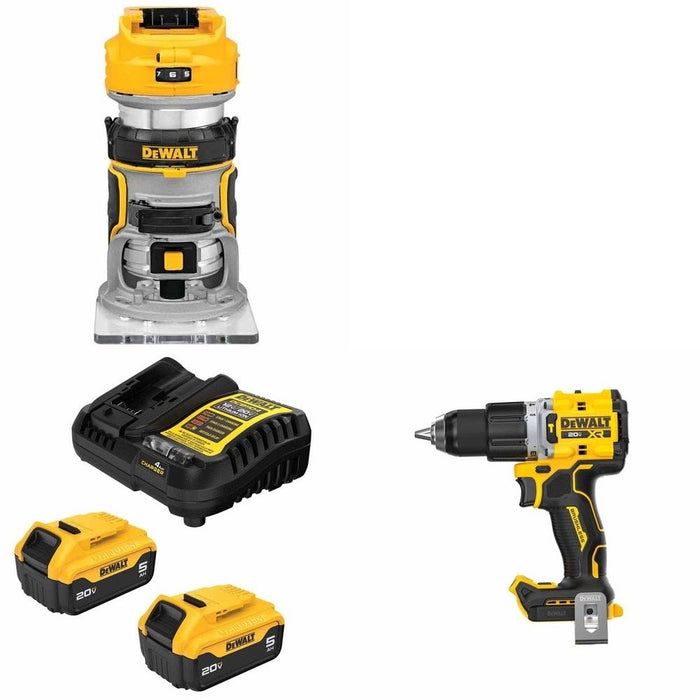DeWalt DCB205-2C 5Ah Battery Kit W/ FREE Router and FREE Hammer Drill