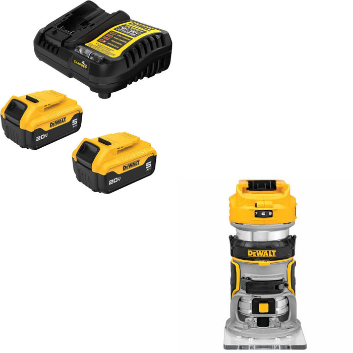 DeWalt DCB205-2C 20V MAX XR 5Ah Starter Kit W/ FREE DCW600B 20V Router, Bare