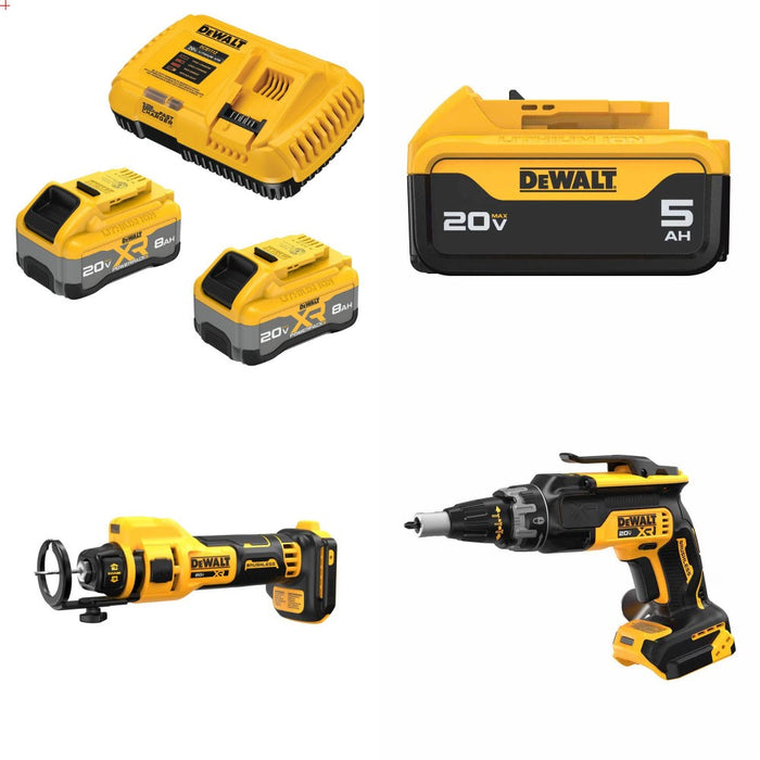 DeWalt DCB2108-2C 20V 8Ah Starter Kit W/ FREE DCB205 Battery, DCE555 Cut-Out and DCF630 Screwgun