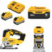 DeWalt DCB2108-2C 20V MAX 8Ah Starter Kit W/ FREE DCB205 Battery, DCS334B Jig Saw and DCW600B Router