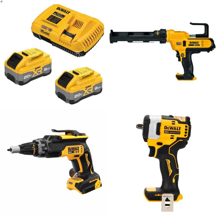 DeWalt 8Ah Kit W/ FREE Caulk Gun and FREE Drywall Gun and FREE 3/8 Impact