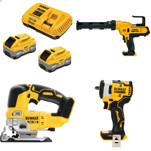DeWalt 8Ah Kit W/ FREE Caulk Gun and FREE Jig Saw and FREE Impact Wrench