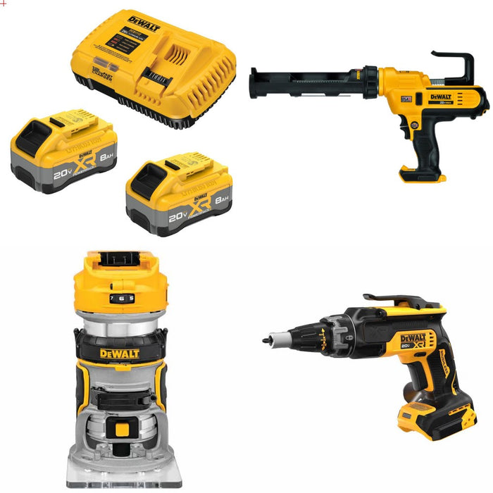DeWalt 8Ah Starter Kit W/ FREE Caulk Gun and FREE Router and FREE Screwgun